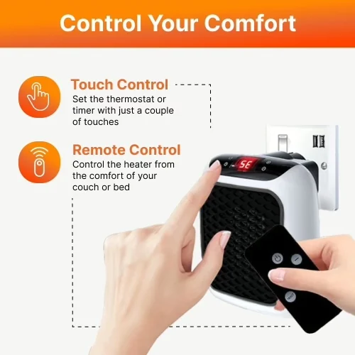 WellHeater control illustration showing touch and remote control